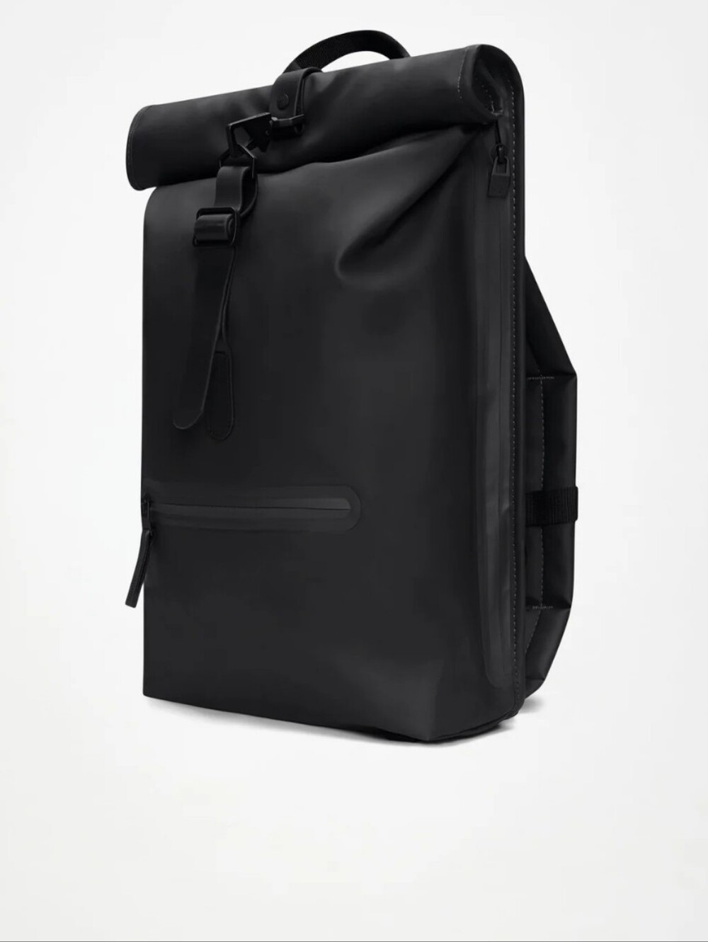 Rains Black Roll-Top Waterproof Backpack